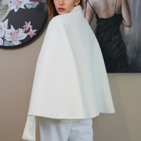 Soft wool cape for modern brides, artisan craftsmanship