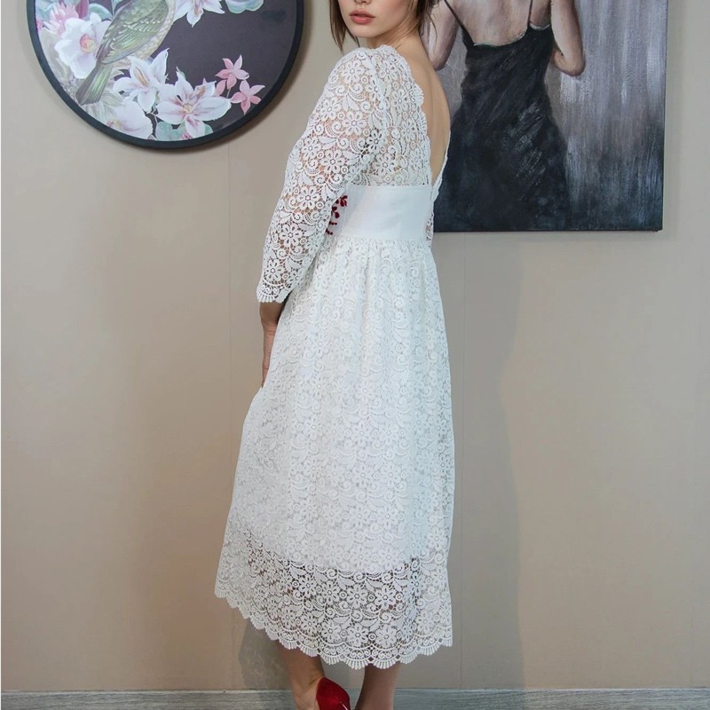 white guipure lace midi dress Guipure lace midi dress STEFANEEA