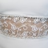 Close-up of hand embellishments on minimalist crepe bridal gown