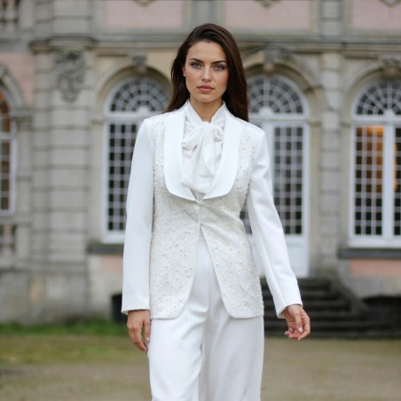 Wedding white shawl collar jacket for bride