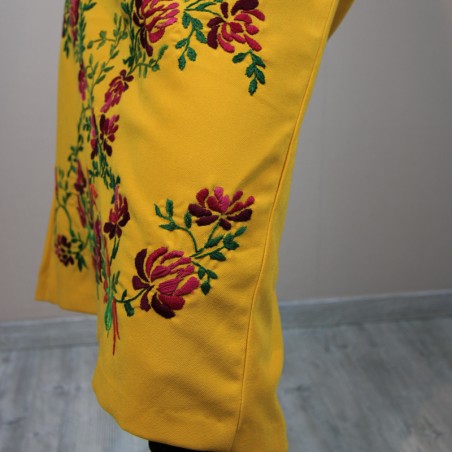 Artisan-made pencil dress with one-of-a-kind embroidery