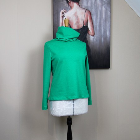 Blouse Col Roulé en Jersey Milano – Haut Élégant Manches Longues | Fabriqué en France