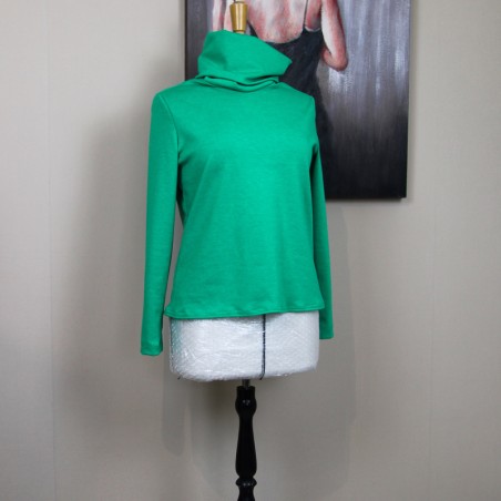 Milano Jersey Turtleneck Blouse – Elegant Long Sleeve High Neck Top | Made in France