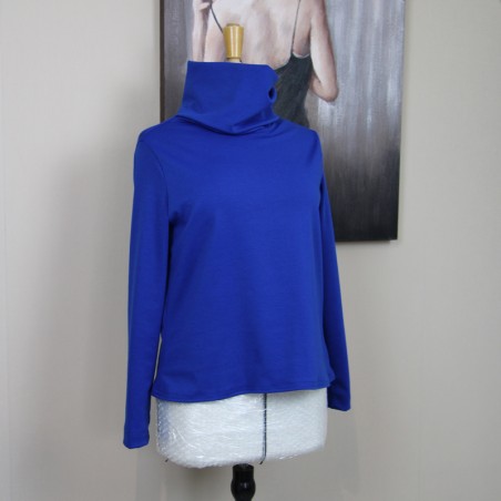 Milano Jersey Turtleneck Blouse – Elegant Long Sleeve High Neck Top | Made in France