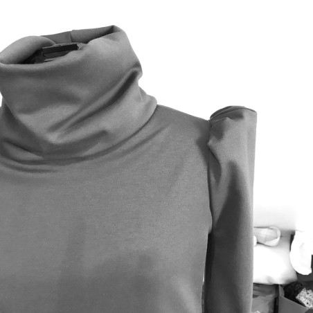 Handmade Jersey Turtleneck Blouse – Elegant Long Sleeve High Neck Top | Made in France