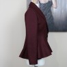 Size view of burgundy woolen shawl collar jacket for women