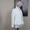 Side view of Luxury ivory wool jacket, a perfect blend of everyday wear and bridal elegance.