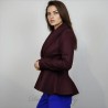 Model is wearing fit and flared burgundy shawl collar jacket made to measure