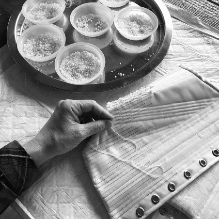 Corset Perlé & Jupe Longue Traine en Crêpe - Ensemble de Mariage Sur Mesure