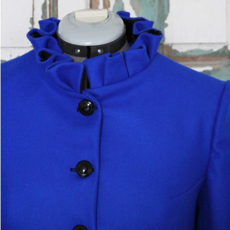 Modern feminine jacket in royal blue with architectural design