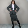 Gray blazer with structured modern silhouette