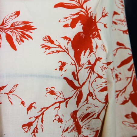 Blouse en coton popeline fleurie avec col à nouer, réalisée à la demande en France