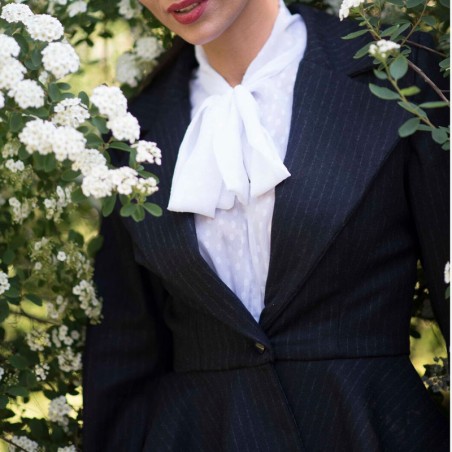 Close-up of the blazer’s high-quality wool fabric