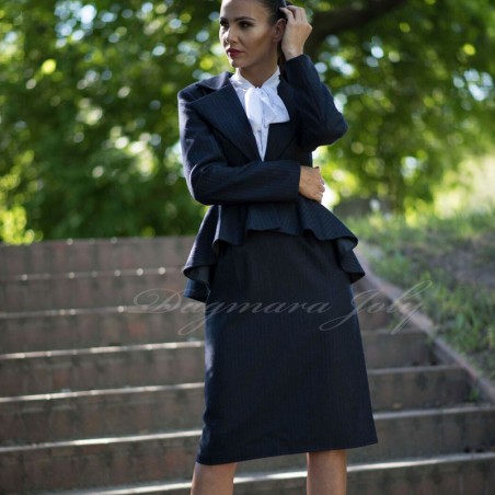 Made-to-measure pinstripe skirt suit for professional office wear