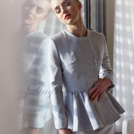 Made-to-measure pastel blue skirt suit for professional office wear