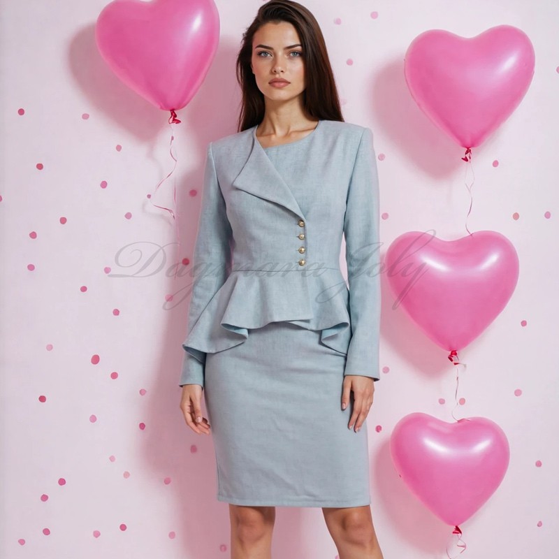 Ensemble bleu pastel femme sur mesure