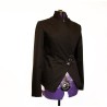Black short woolen asymmetrical jacket, custom-made, ideal for office wear or as outer/under coat.