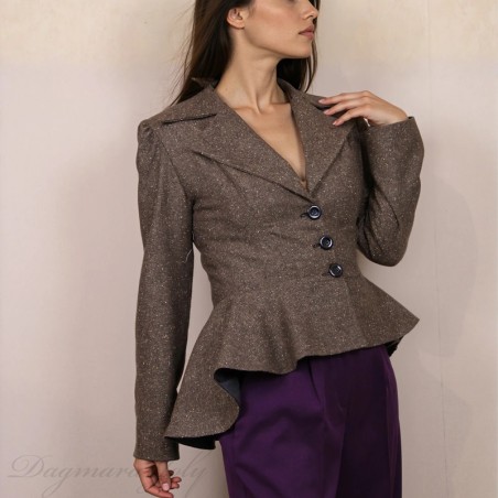 Blazer à basque asymétrique élégant, confection sur mesure en France