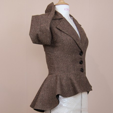 Elegant business tweed blazer with asymmetrical silhouette made to measure