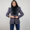 Tweed blazer with structured modern silhouette and puff sleeves