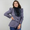 Women Long Tweed Blazer, Puff Sleeves, Shawl Collar, Tailored Fit
