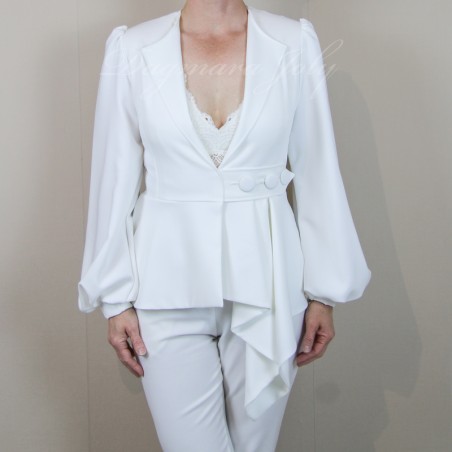 Blazer de mariée à basque asymétrique, fait sur mesure