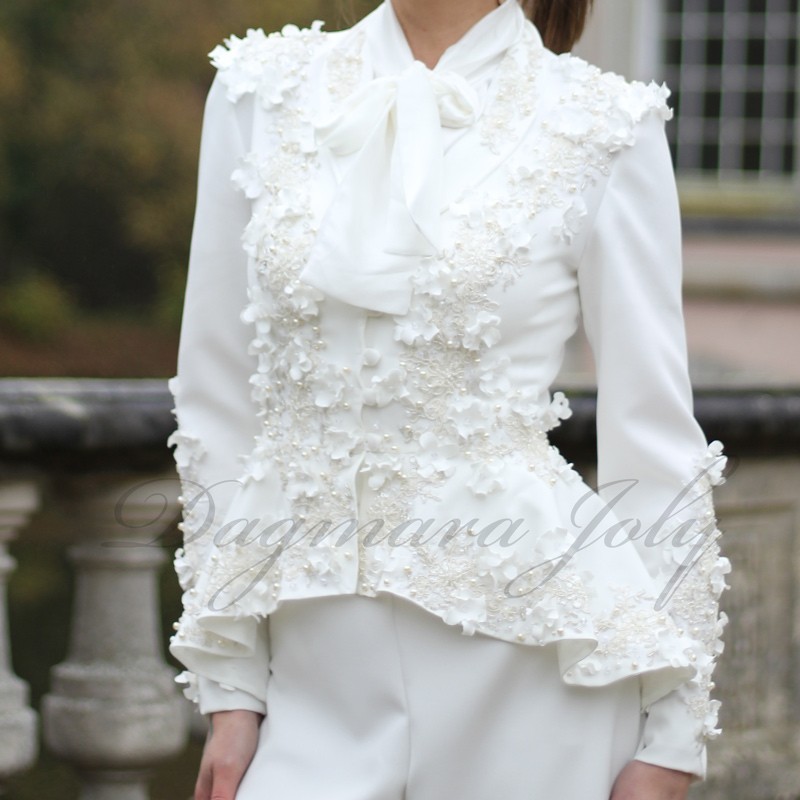 Tailleur pantalon de mariée couture  – Sur mesure fait main en France
