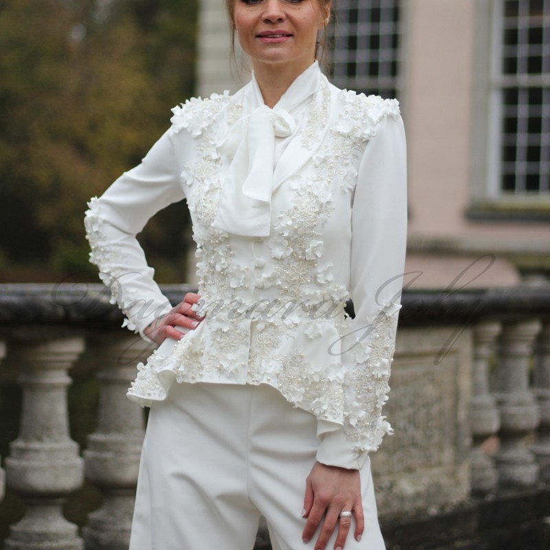 Tailleur pantalon de mariée couture  – Sur mesure fait main en France