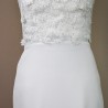 Close-up of a fabric on modest wedding dress