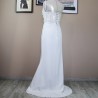 Back view of minimalist crepe and lace wedding dress