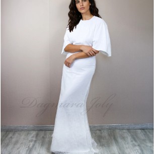 Robe de mariée longue en dentelle de Chantilly