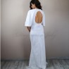 Minimalist Chantilly lace wedding dress with open back