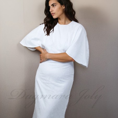 Elegant open-back Chantilly lace bridal dress