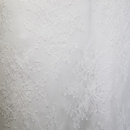 Minimalist Chantilly Lace Wedding Dress with Open Back & Butterfly Cape Sleeves