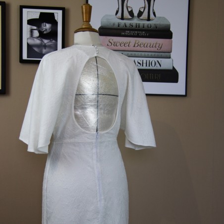 Butterfly cape sleeve lace bridal dress