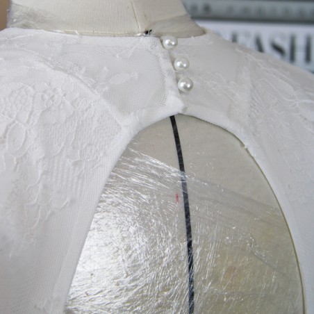 Simple elegant lace wedding dress with open back