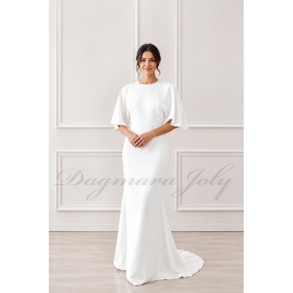 Robe de Mariée en Crêpe – Dos Nu et Traîne