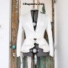 Veste Courte à Basque Asymétrique, Blazer blanc sur mesure