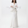Tailleur jupe de mariée élégant en crêpe blanc