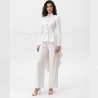 Blazer en crepe asymétrique, col officier sur mesure, made in France