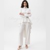 Crepe asymmetrical bridal modern pantsuit, front view