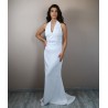Robe de mariée fourreau en dentelle – Col licou et traîne