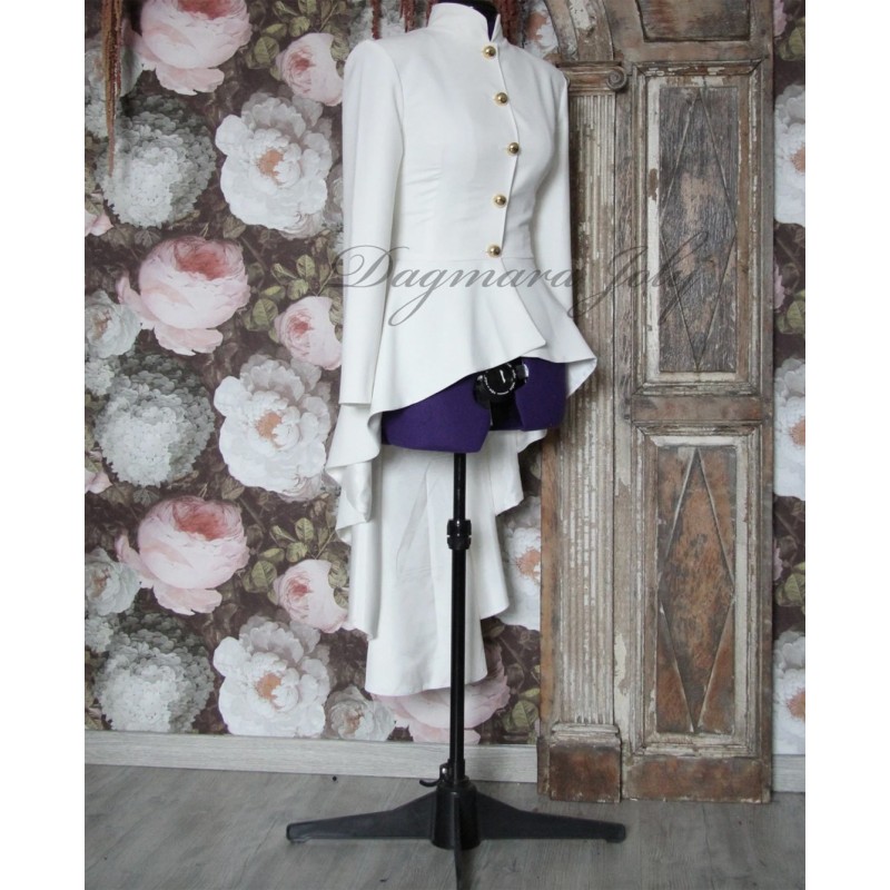 Tailleur pantalon de mariée asymétrique – Blazer blanc et pantalon droit