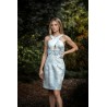 Photo of the front of this short bridal gown dress in motion.