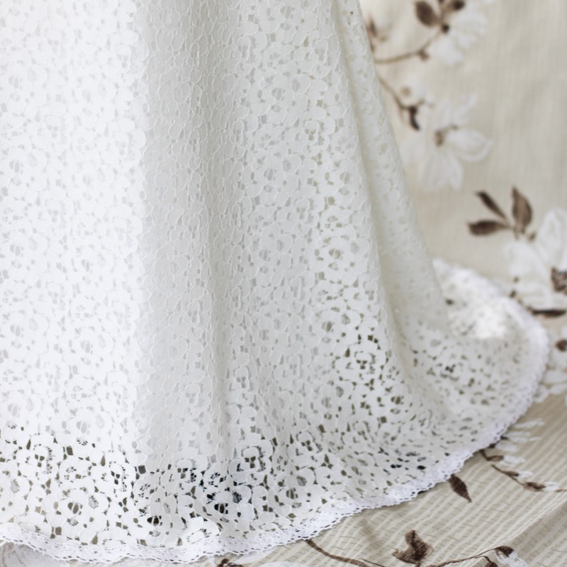 Minimalist Lace Wedding Dress with Train, V Back and Square Neckline