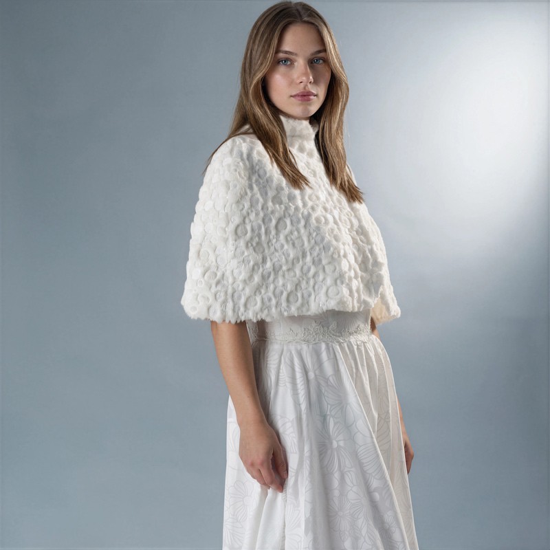 Minimalist Short Bridal Cape | Wedding Cover-Up for bridal dress