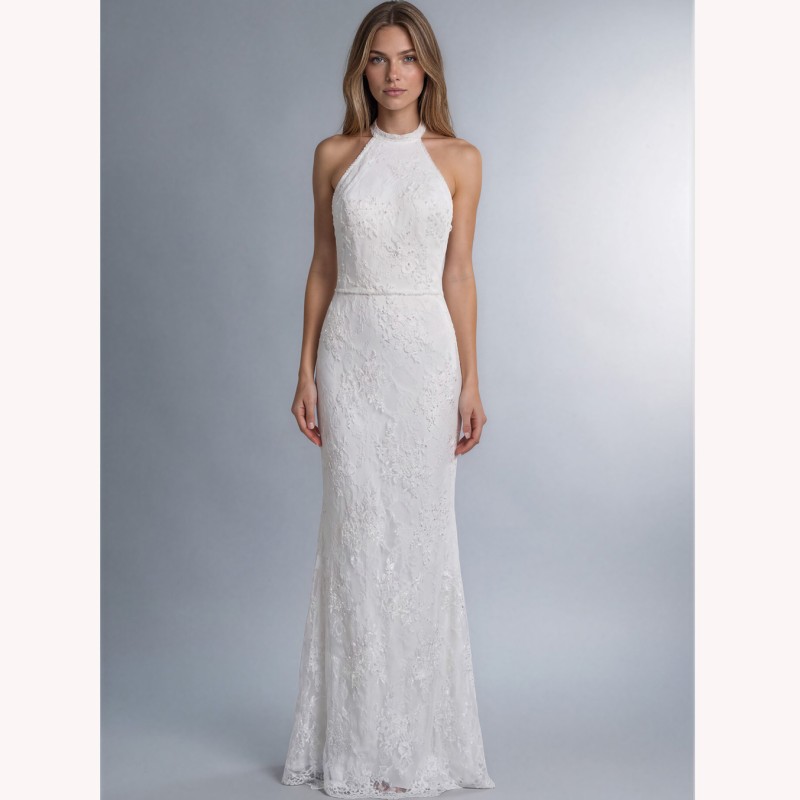 robe de mariée en dentelle chantilly, sur mesure
