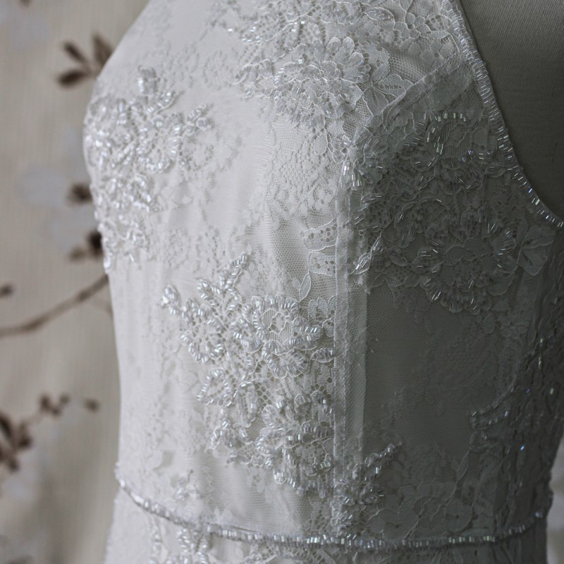 Chantilly Lace Mermaid Wedding Dress - Halter Neck, Made to Measure