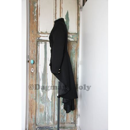 Asymmetrical peplum women blazer with officer collar, bouton down, made to measure