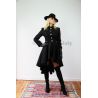 Black asymmetrical high low woolen winter woman coat